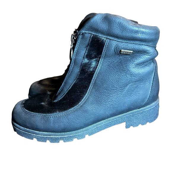 Vintage Sorel Black Leather Calf Hair Ankle Booties - Size 10 - Picture 8 of 10